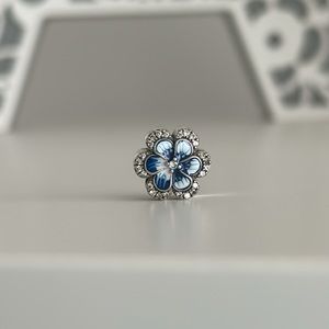 s925 Sterling Silver blue flower charm for charm bracelets